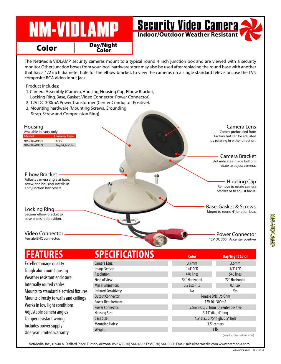 NetMedia VIDLAMP-DI User Manual | 4 pages