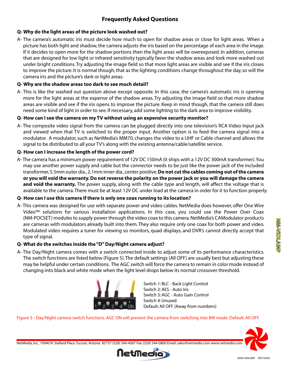 Frequently asked questions | NetMedia VIDLAMP-DI User Manual | Page 4 / 4