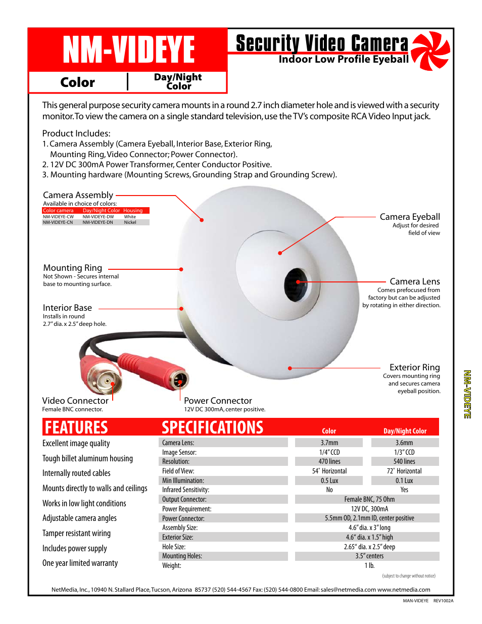 NetMedia VIDEYE-DN User Manual | 4 pages