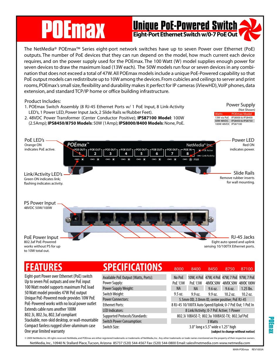 NetMedia POEmax-8000 User Manual | 3 pages