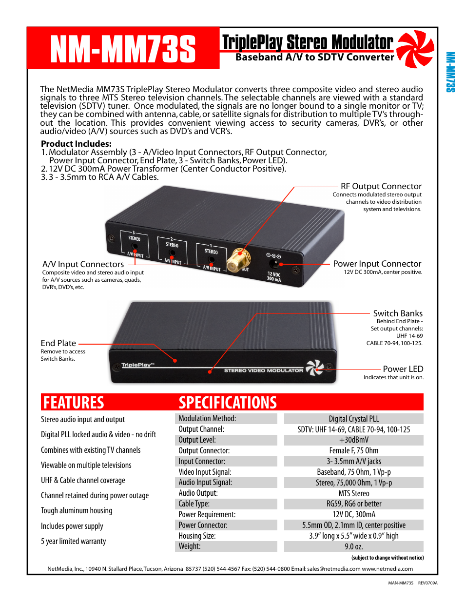 NetMedia MM73S User Manual | 4 pages