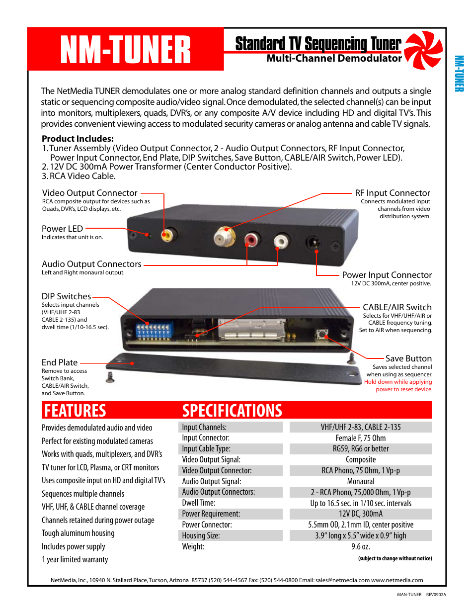 NetMedia TUNER User Manual | 2 pages