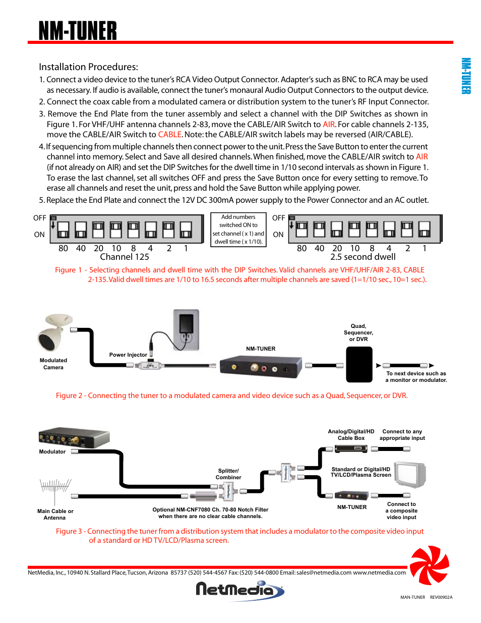 Nm-tuner, Nm- tuner, Installation procedures | Channel 125, 5 second dwell | NetMedia TUNER User Manual | Page 2 / 2