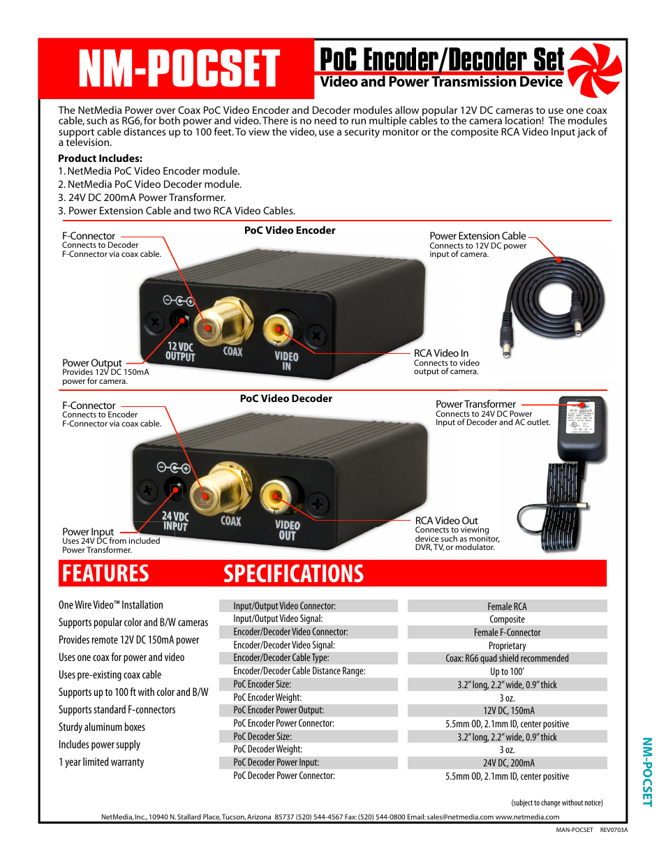 NetMedia POCSET User Manual | 4 pages