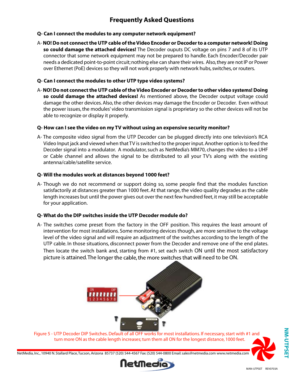 Frequently asked questions | NetMedia UTPSET User Manual | Page 4 / 4