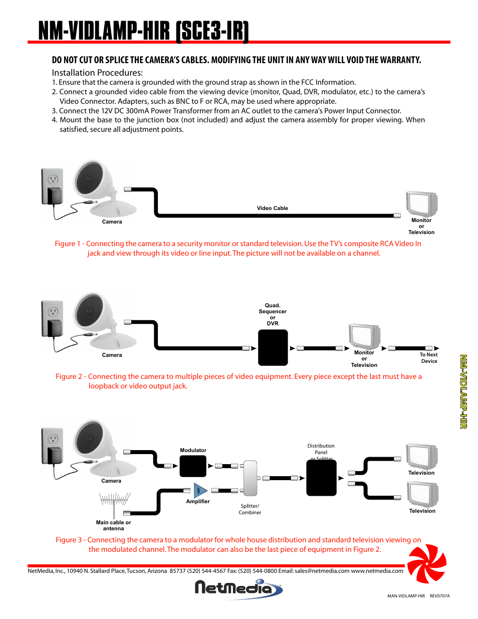 Nm-vidlamp-hir (sce3-ir), Nm-vidl amp-hir, Installation procedures | NetMedia VIDLAMP-HIR User Manual | Page 2 / 4