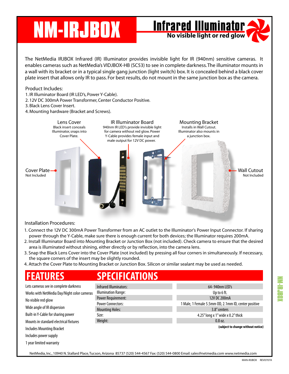 NetMedia IRJBOX User Manual | 2 pages