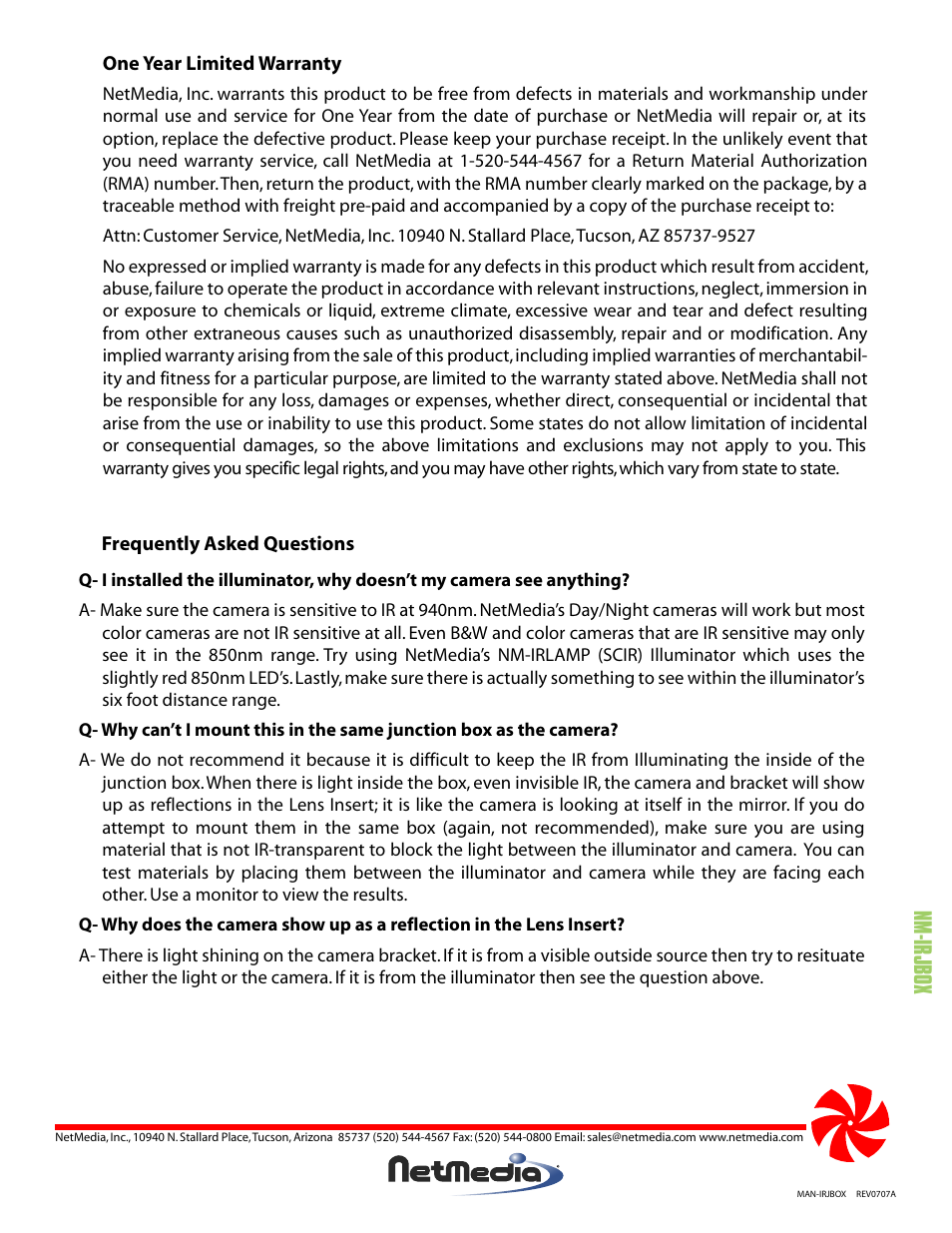 Nm-irjbox | NetMedia IRJBOX User Manual | Page 2 / 2
