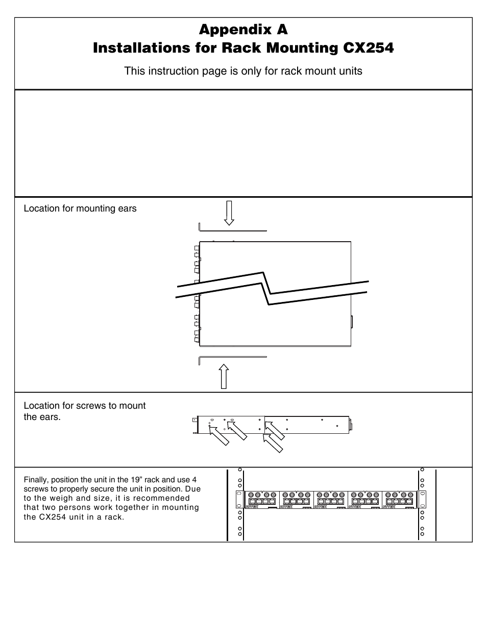 Appendix a installations for rack mounting cx254 | Nitek CX254 User Manual | Page 6 / 6