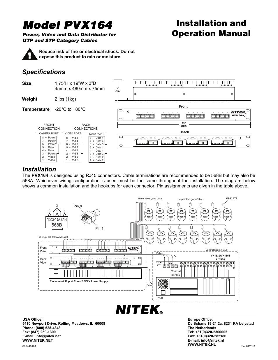 Nitek PVX164 User Manual | 1 page