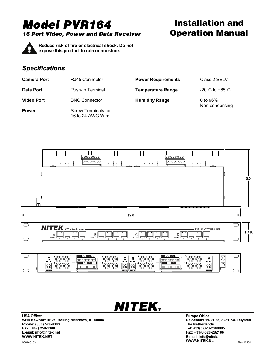 Nitek PVR164 User Manual | 2 pages