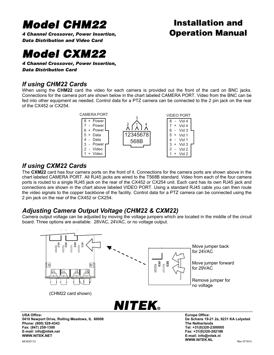 Nitek CXM22 User Manual | 1 page