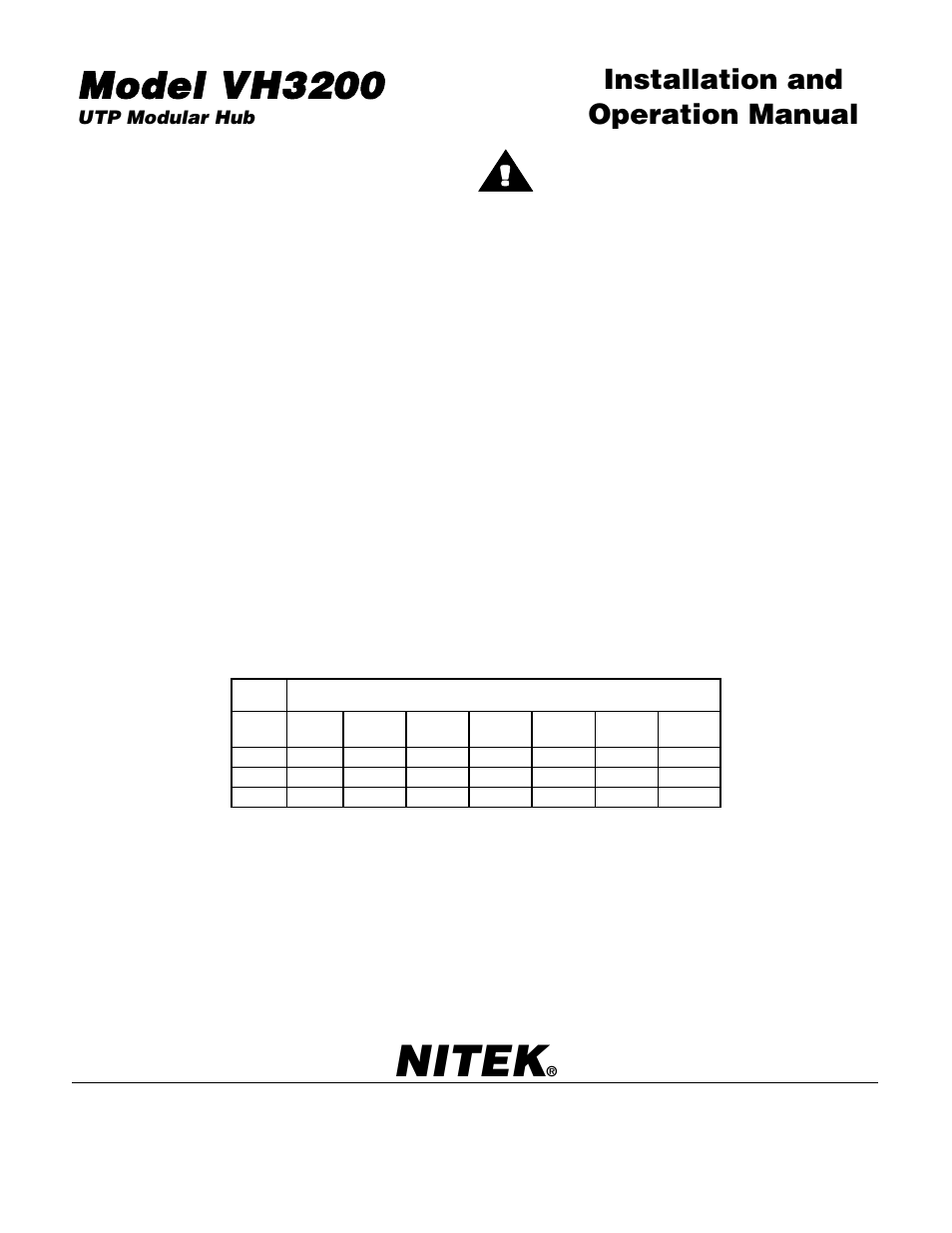 Nitek VH3200 User Manual | 2 pages