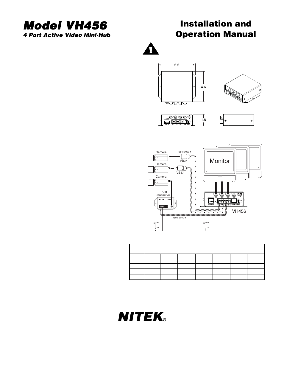 Nitek VH456 User Manual | 2 pages