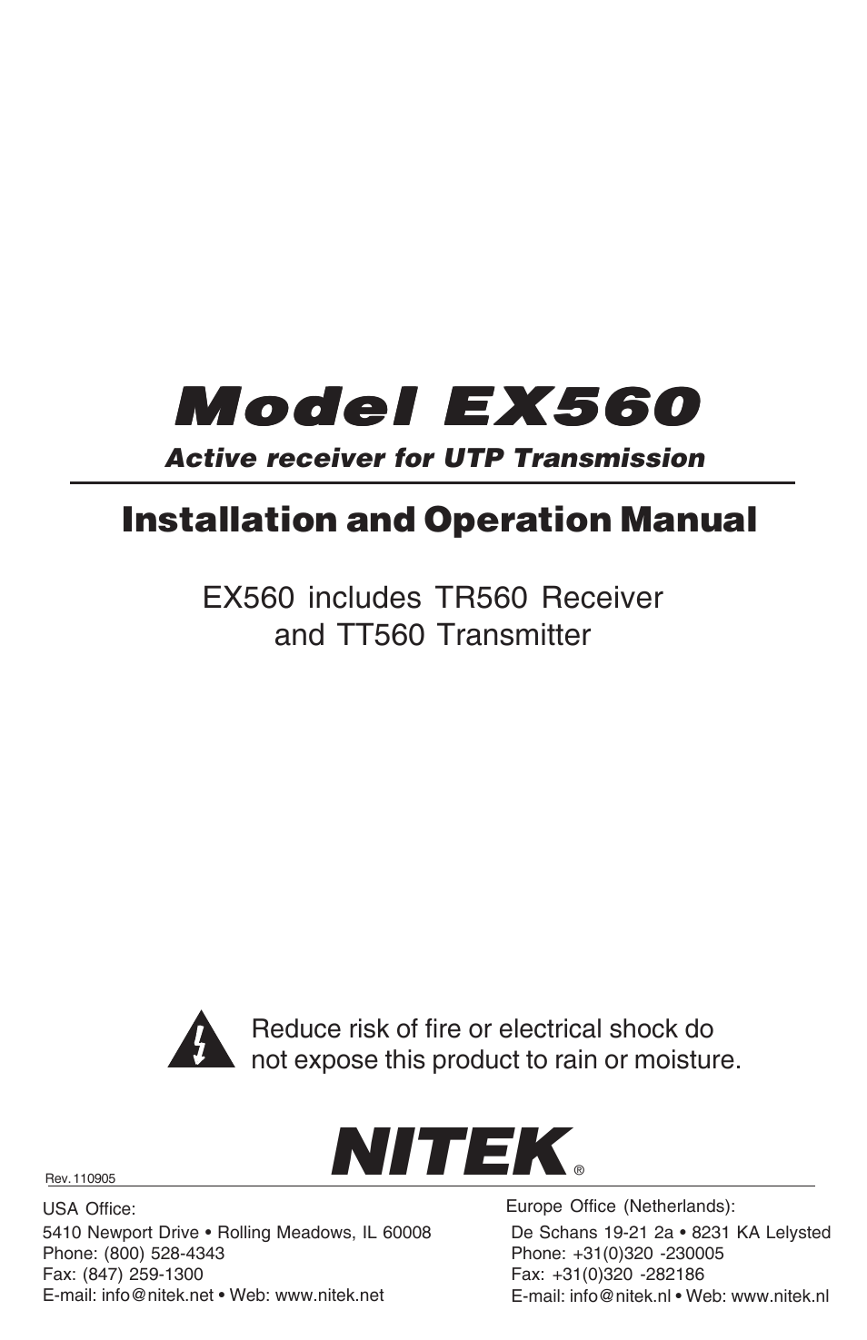 Nitek EX560 User Manual | 4 pages