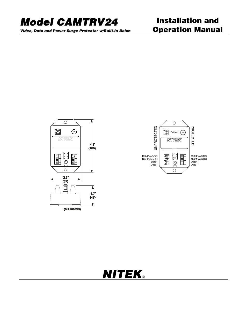 Nitek CAMTRV24 User Manual | 2 pages