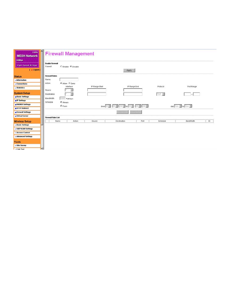 Firewall settings | Nitek MNG6448 User Manual | Page 14 / 30