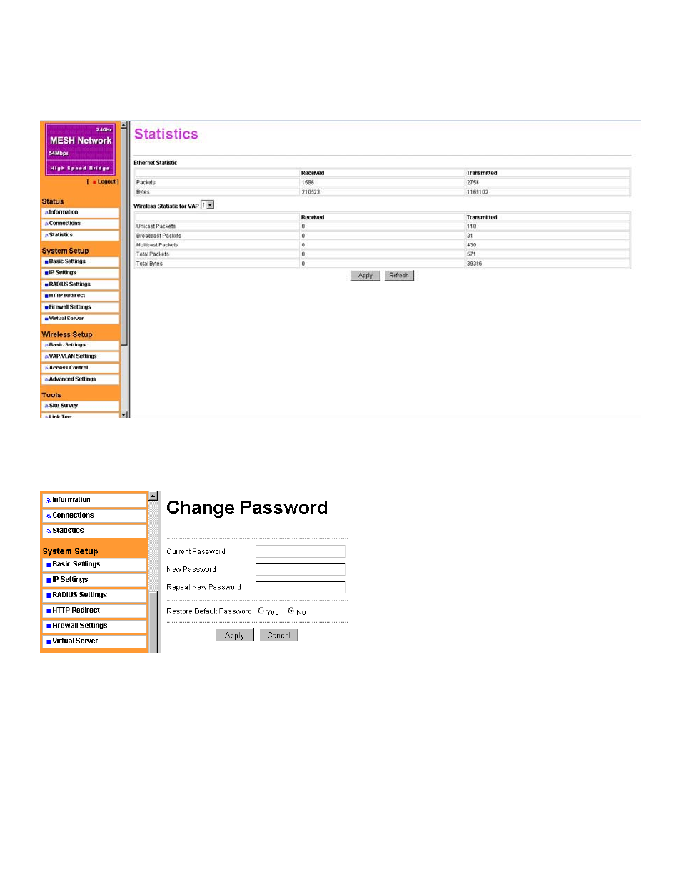 Change password, View the device’s link status | Nitek MNG6448 User Manual | Page 25 / 30