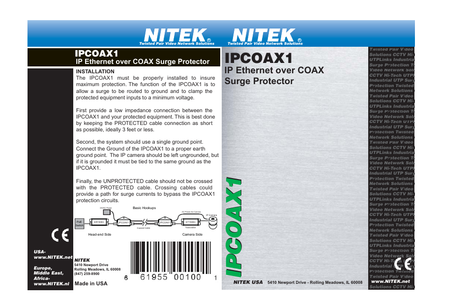 Nitek IPCOAX1 User Manual | 2 pages