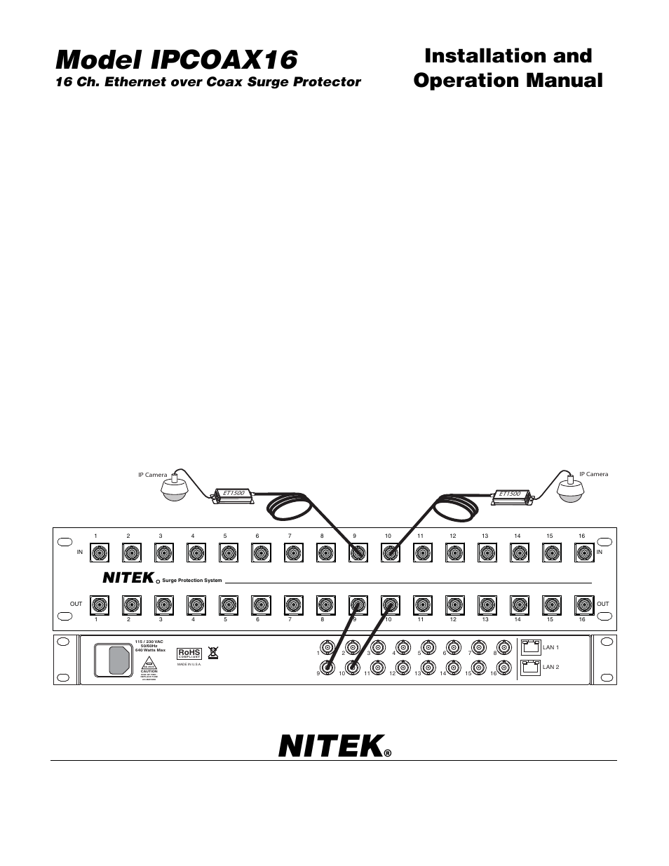 Nitek IPCOAX16 User Manual | 1 page