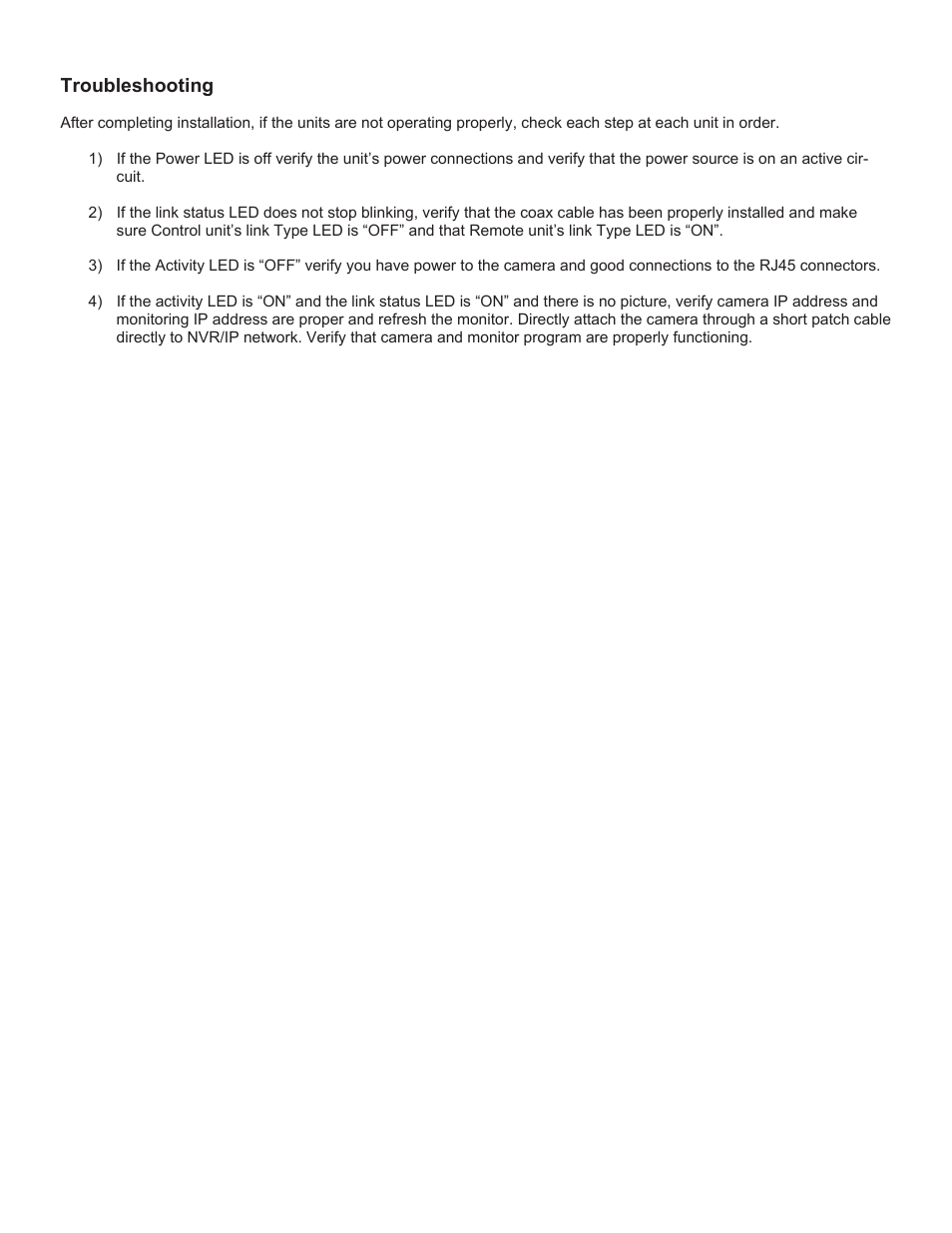 Troubleshooting | Nitek VR124COAX User Manual | Page 2 / 2