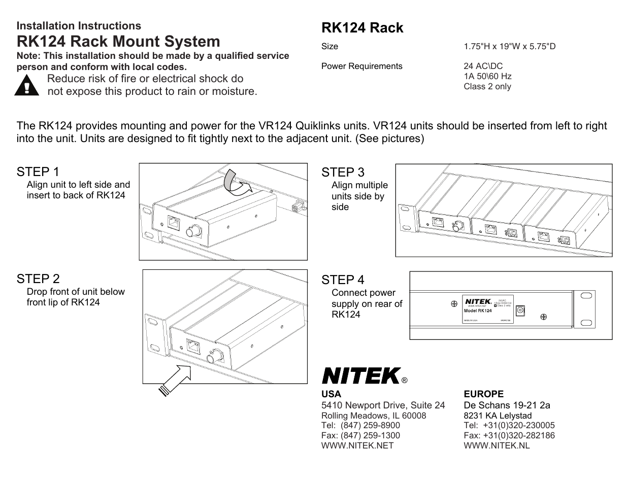 Nitek RK124 User Manual | 1 page