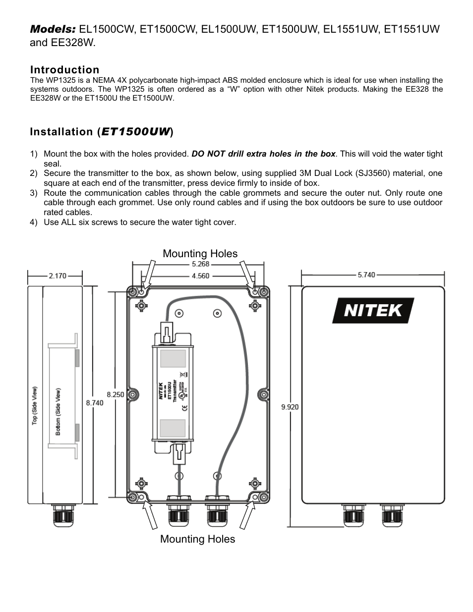 Nitek ET1551UW User Manual | Page 2 / 2