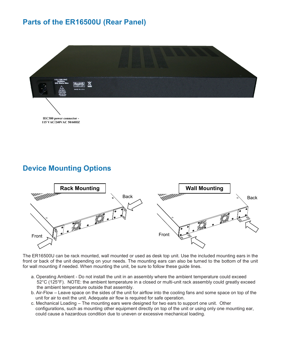 Device mounting options | Nitek ER16500U User Manual | Page 4 / 11