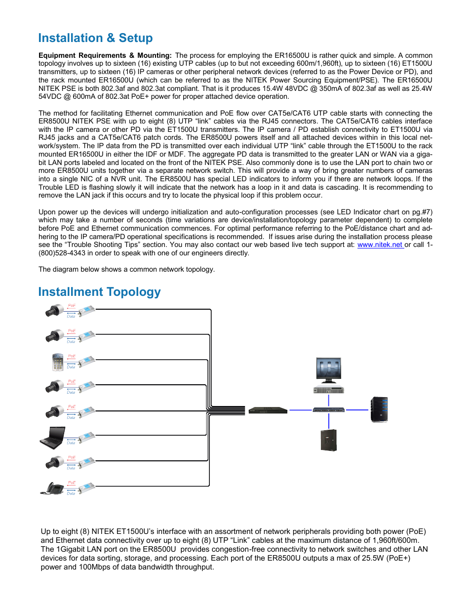 Installation & setup installment topology | Nitek ER8500U User Manual | Page 5 / 11