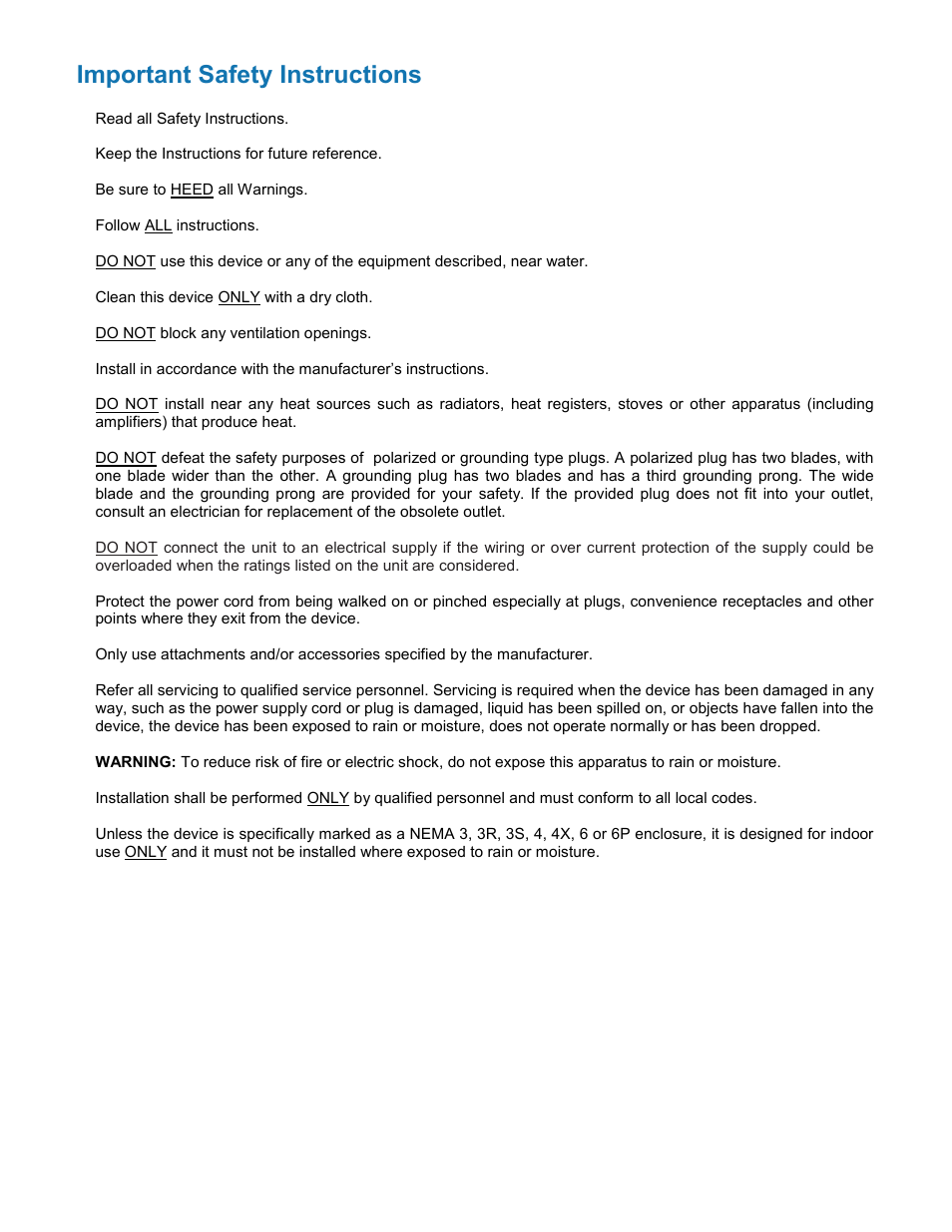 Important safety instructions | Nitek ER8400U User Manual | Page 2 / 12
