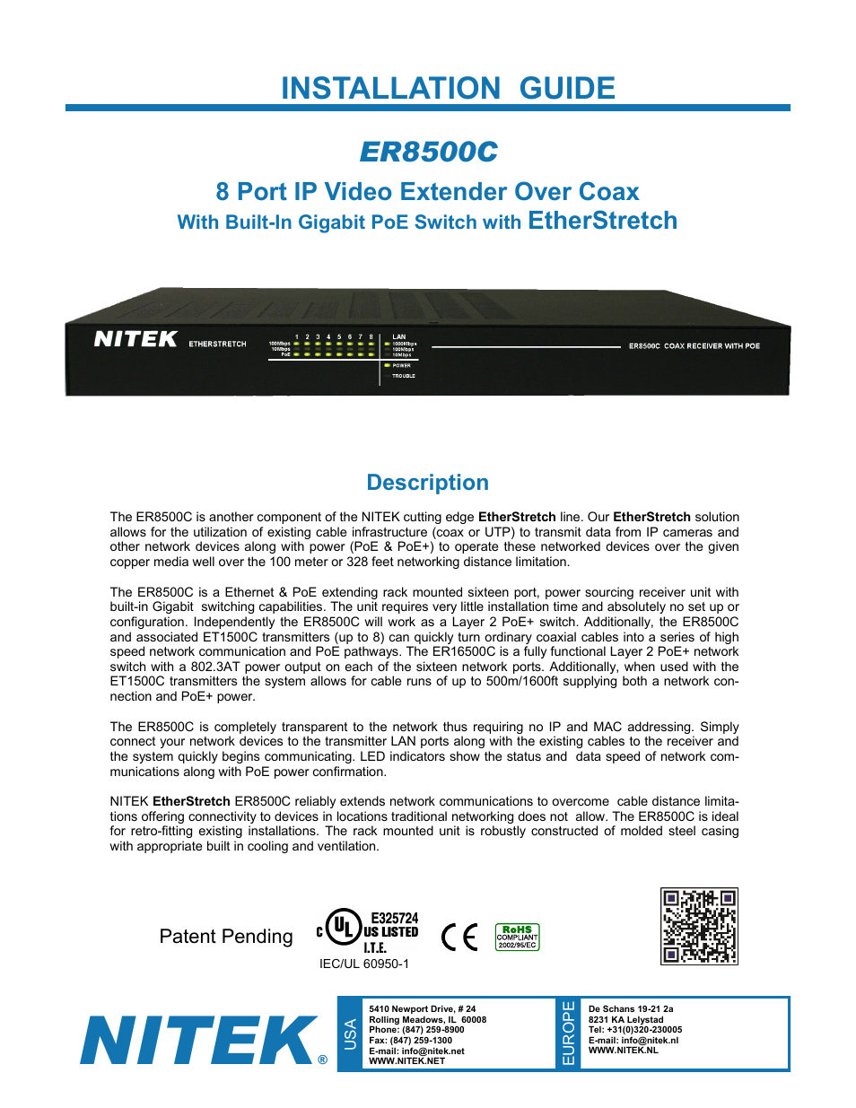 Nitek ER8500C User Manual | 11 pages
