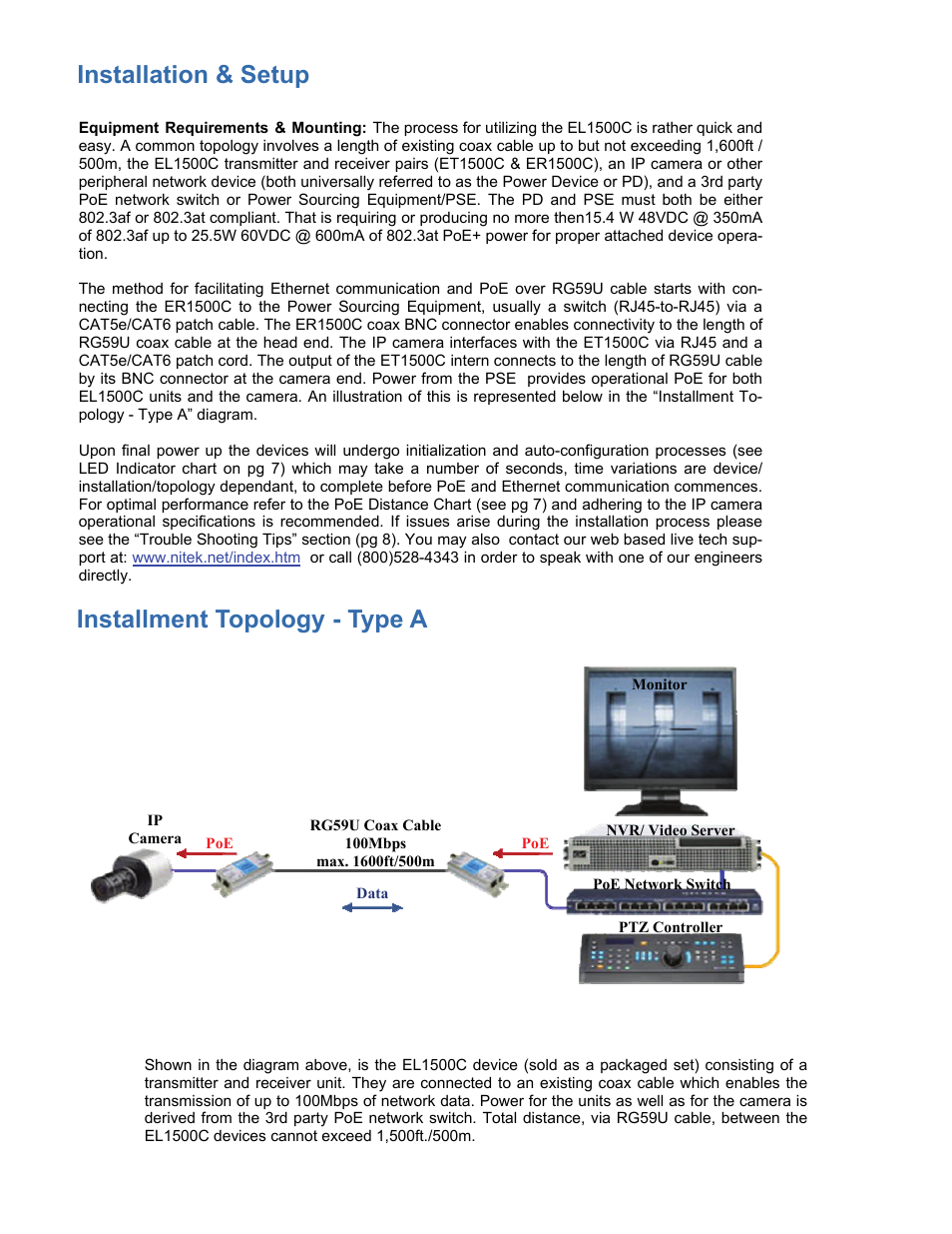 Installment topology - type a, Installation & setup | Nitek EL4500C User Manual | Page 4 / 9
