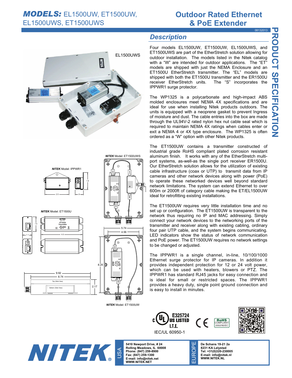 Nitek ET1500UWS User Manual | 2 pages