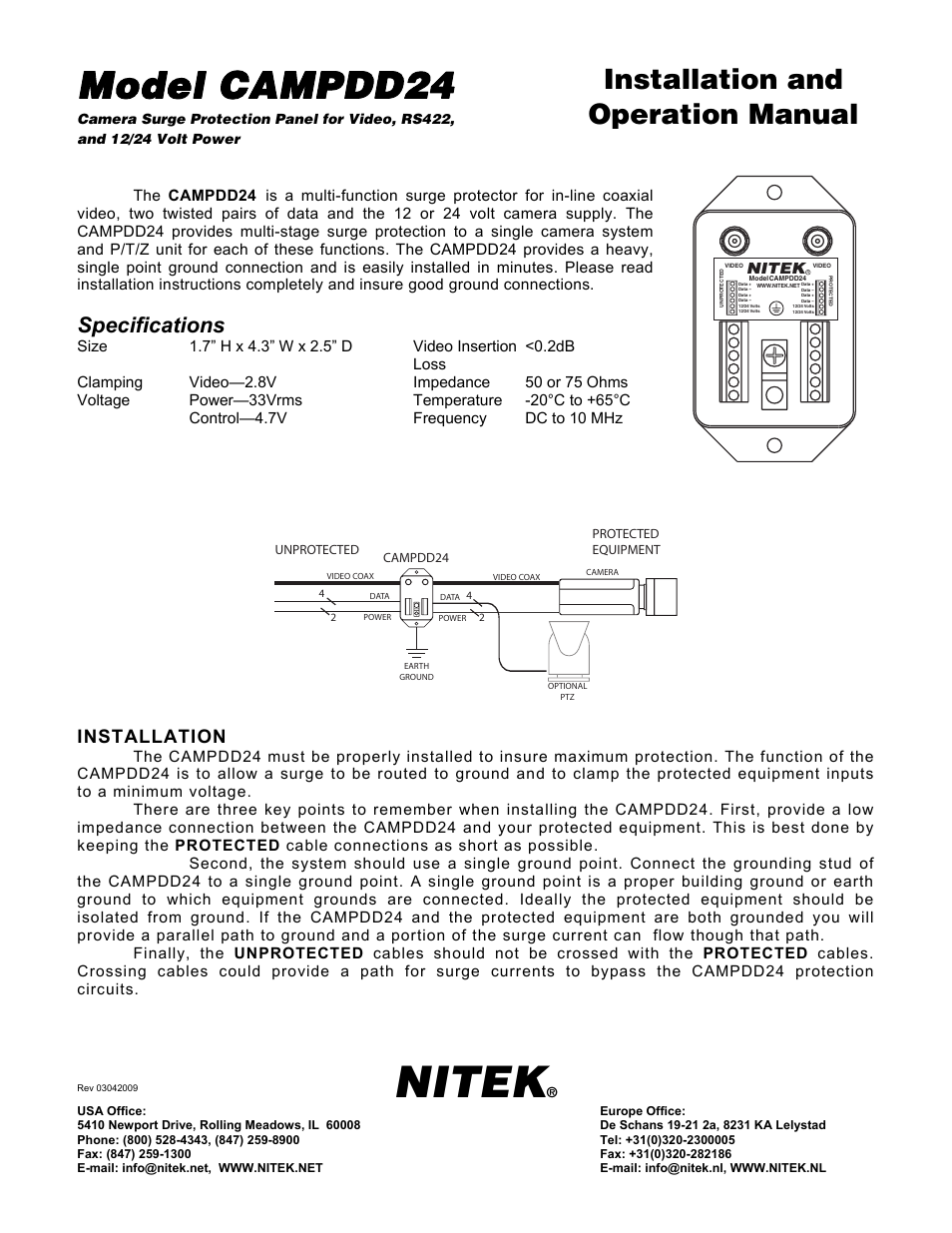 Nitek CAMPDD24 User Manual | 1 page