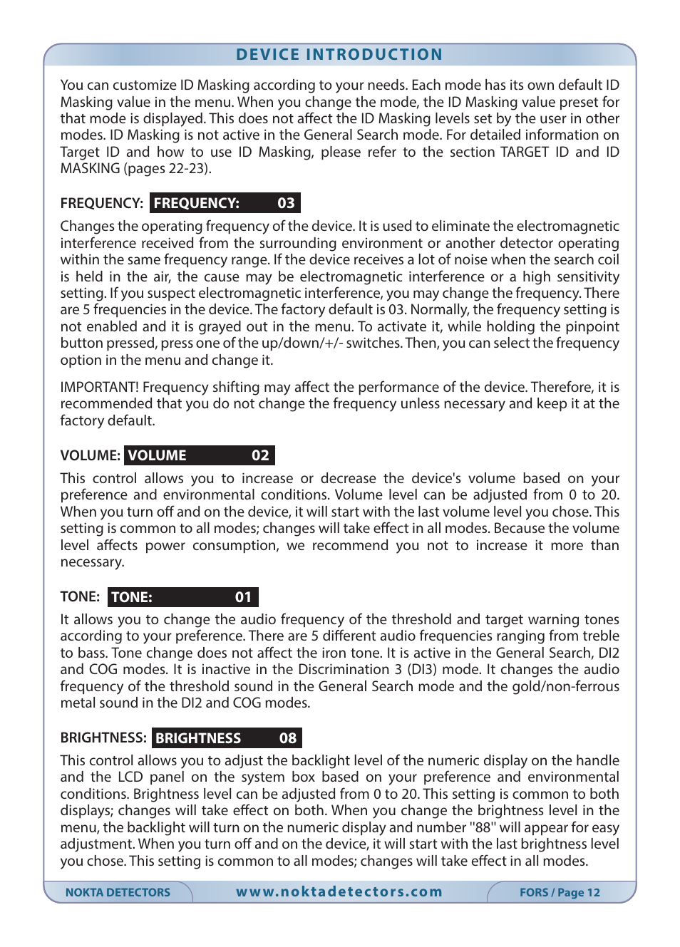 Nokta detectors Fors CoRe User Manual | Page 13 / 33