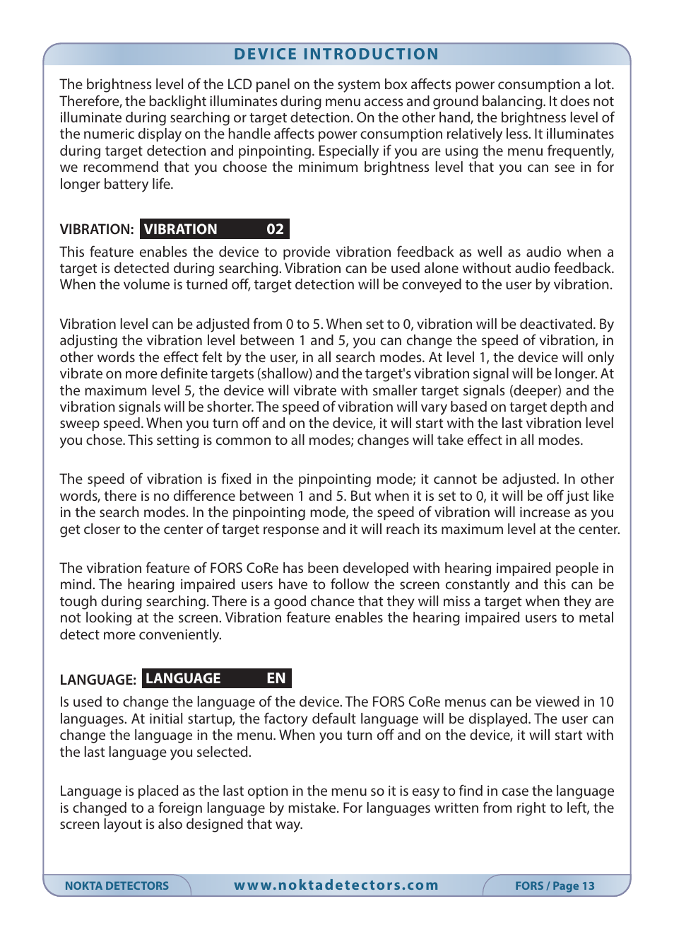 Nokta detectors Fors CoRe User Manual | Page 14 / 33