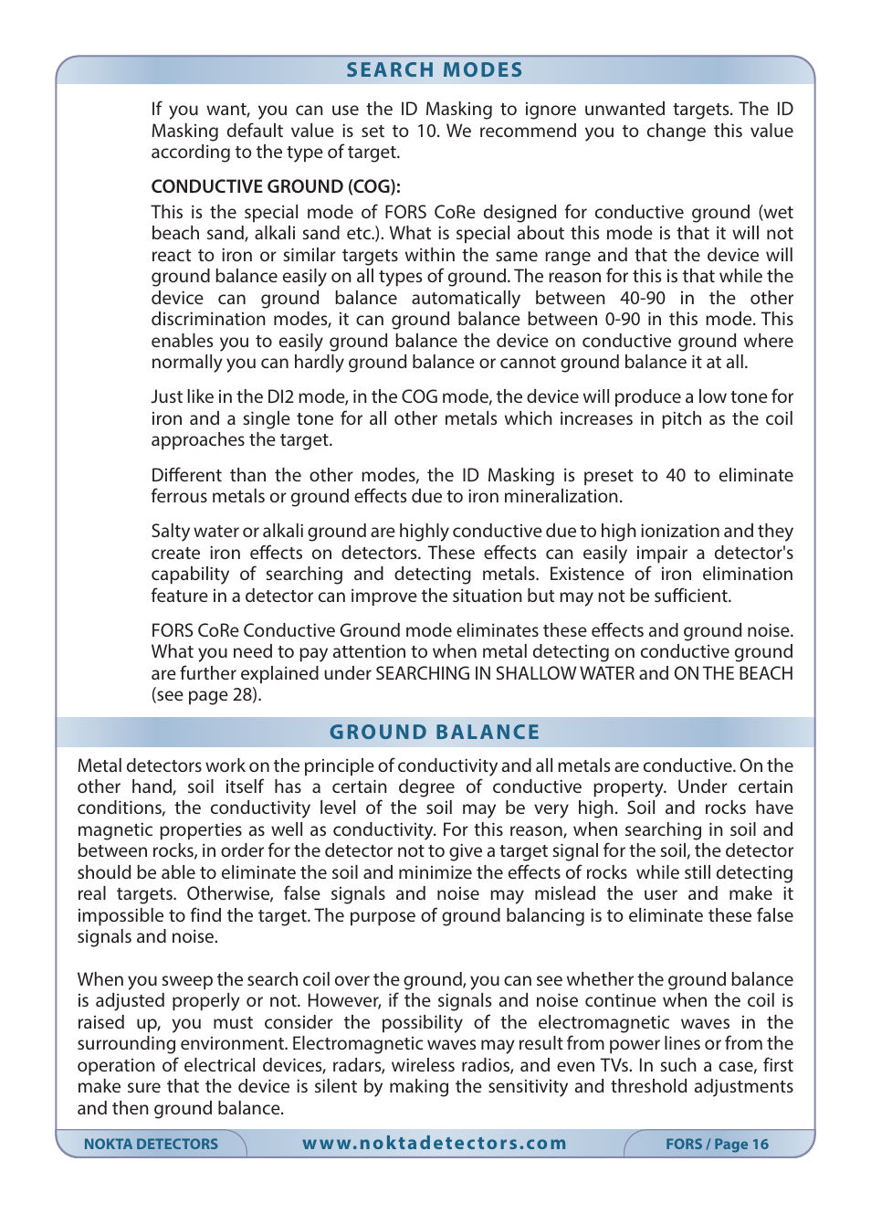 Nokta detectors Fors CoRe User Manual | Page 17 / 33