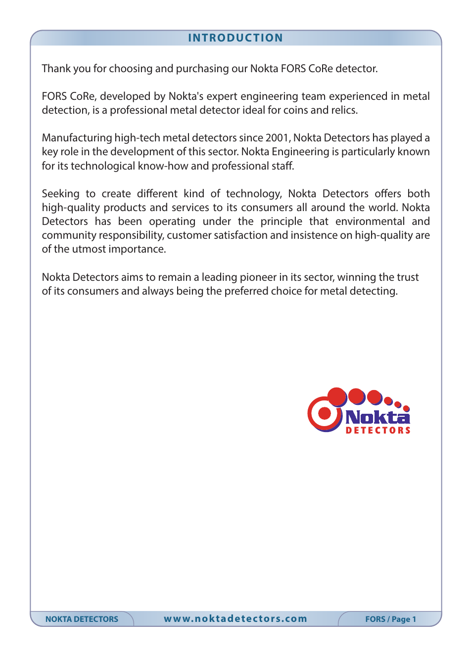 Nokta detectors Fors CoRe User Manual | Page 2 / 33