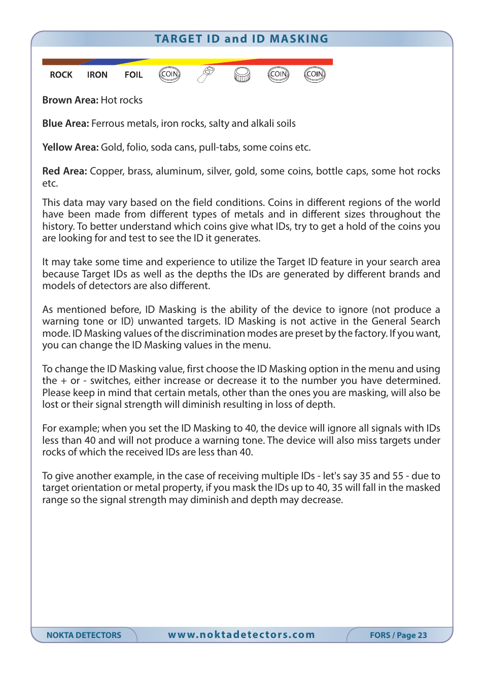 Nokta detectors Fors CoRe User Manual | Page 24 / 33
