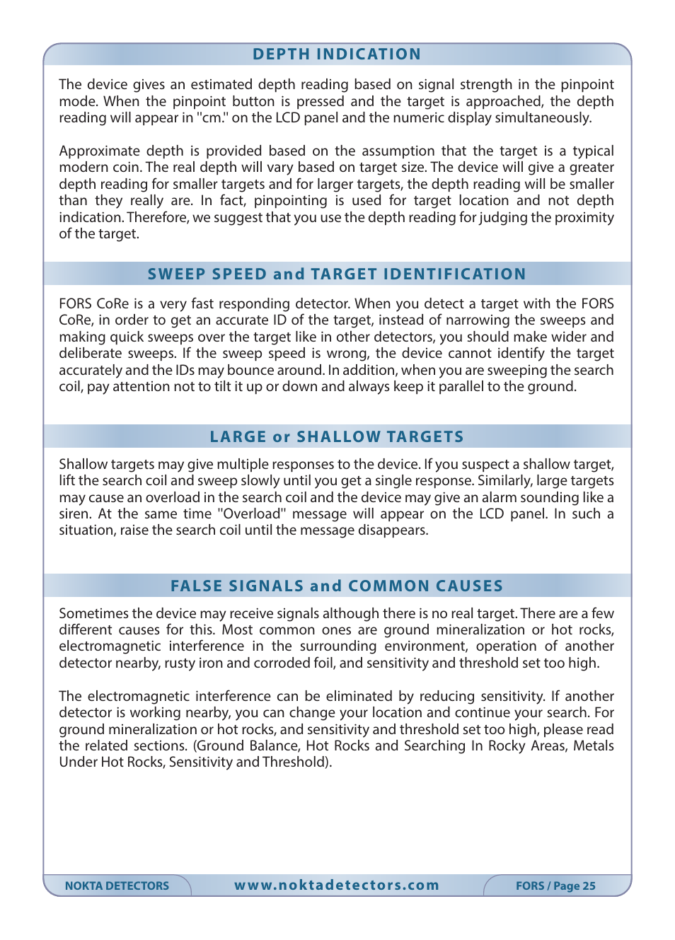 Nokta detectors Fors CoRe User Manual | Page 26 / 33