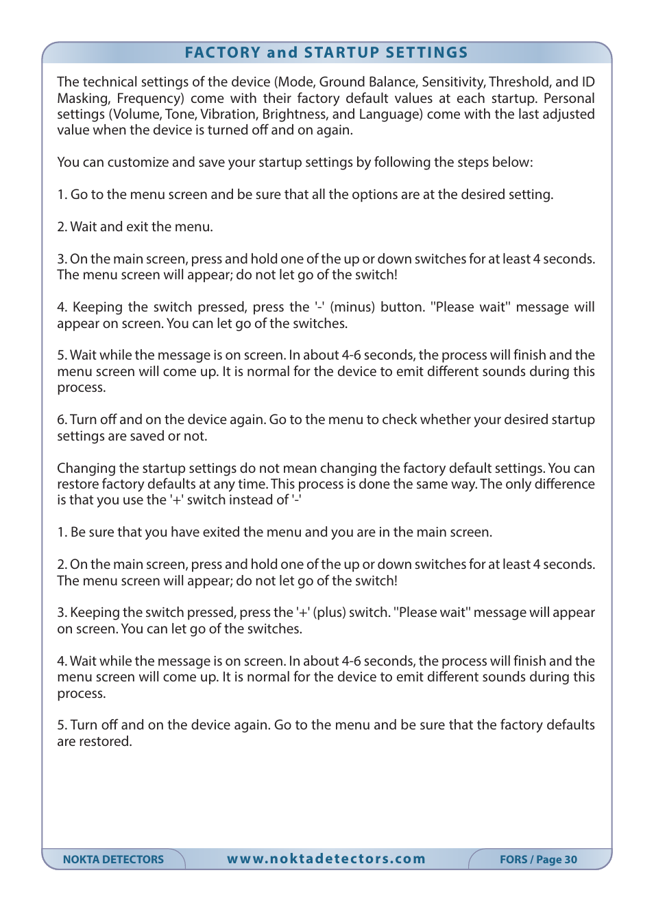 Nokta detectors Fors CoRe User Manual | Page 31 / 33