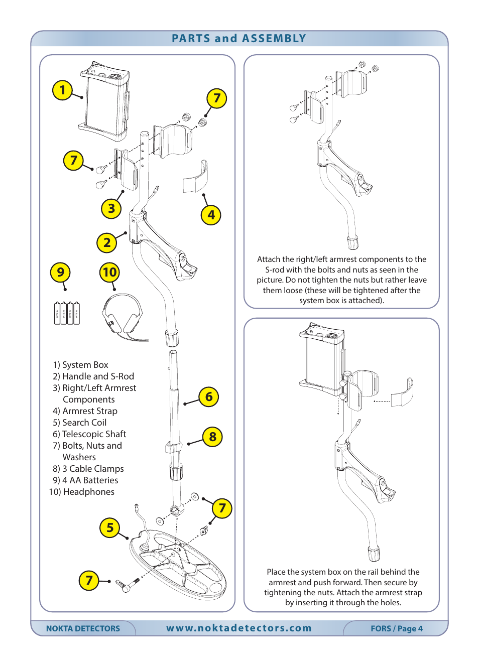 Parts and assembly | Nokta detectors Fors CoRe User Manual | Page 5 / 33