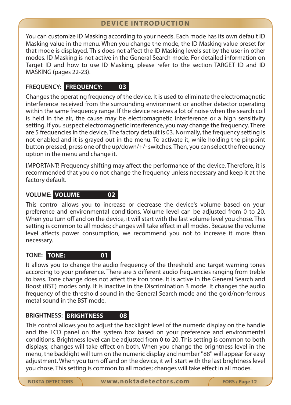 Nokta detectors Fors Gold User Manual | Page 13 / 33