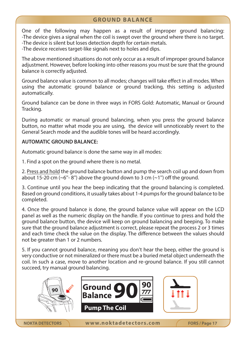 Ground balance | Nokta detectors Fors Gold User Manual | Page 18 / 33