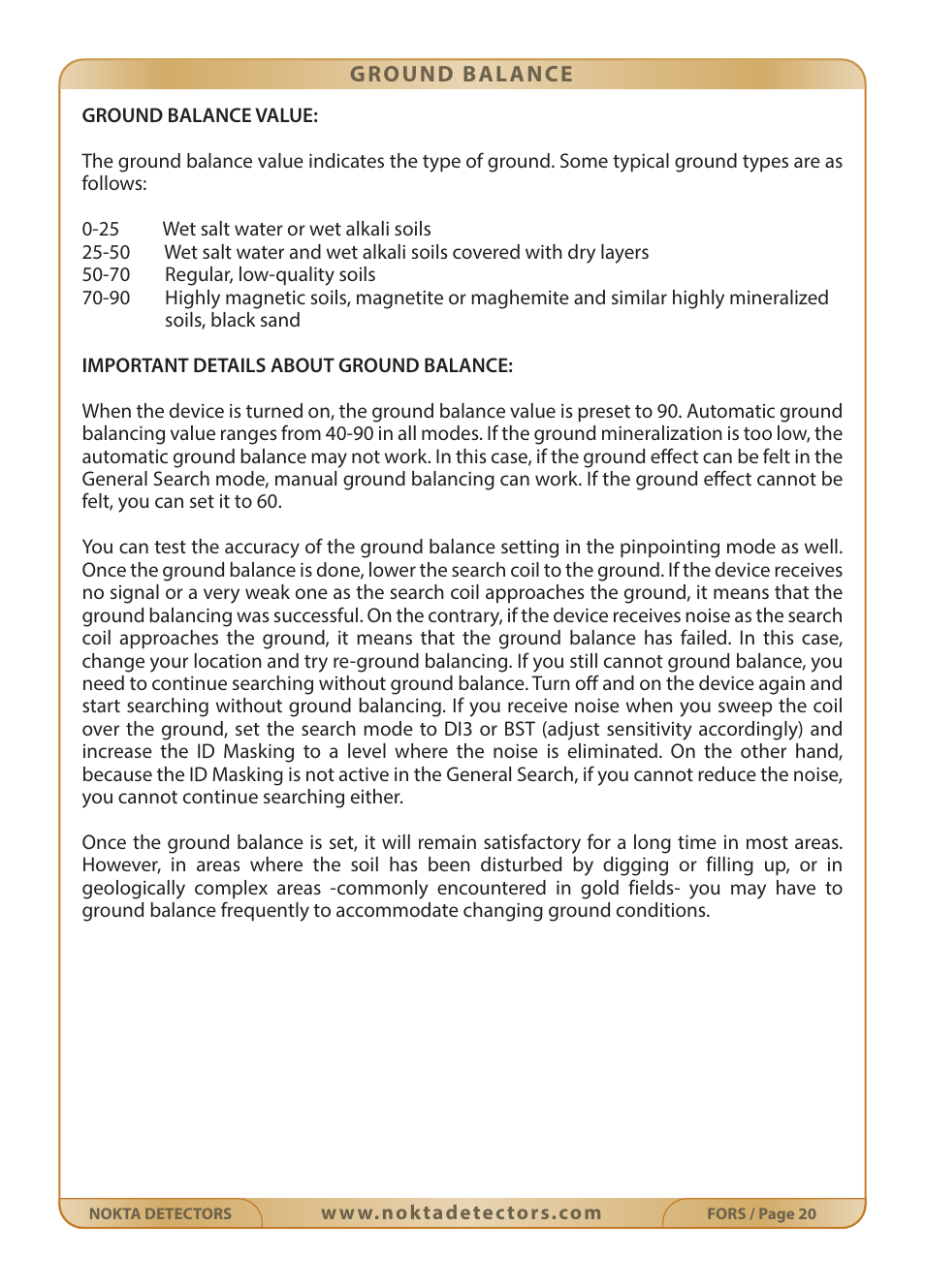 Nokta detectors Fors Gold User Manual | Page 21 / 33