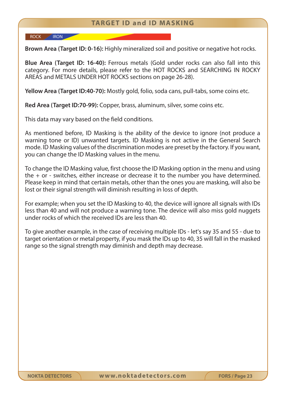 Nokta detectors Fors Gold User Manual | Page 24 / 33