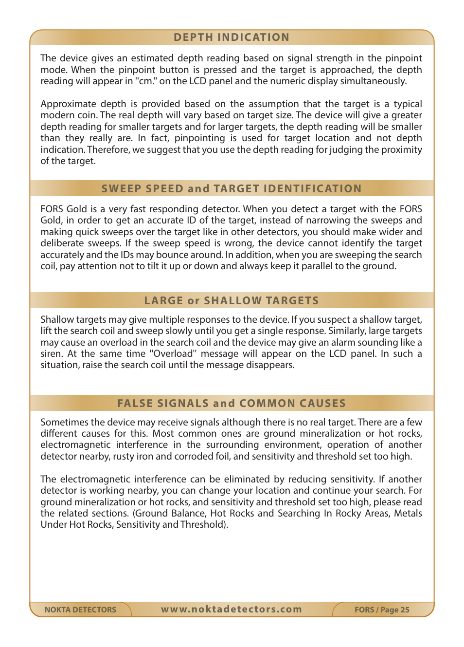 Nokta detectors Fors Gold User Manual | Page 26 / 33
