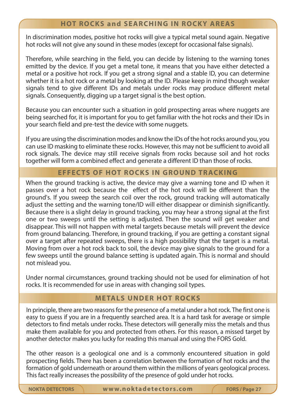 Nokta detectors Fors Gold User Manual | Page 28 / 33