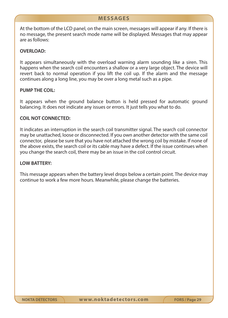 Nokta detectors Fors Gold User Manual | Page 30 / 33