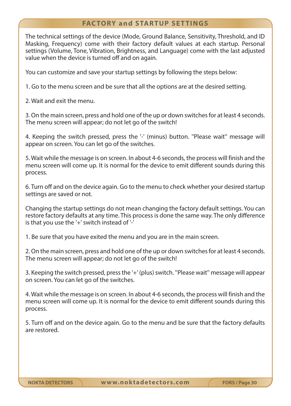 Nokta detectors Fors Gold User Manual | Page 31 / 33